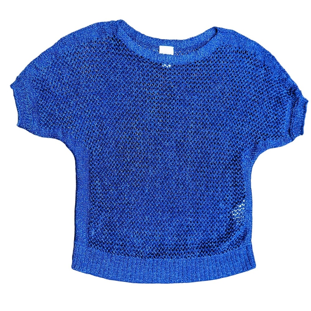 Chico's Royal Blue Short Sleeve Open Knit Top